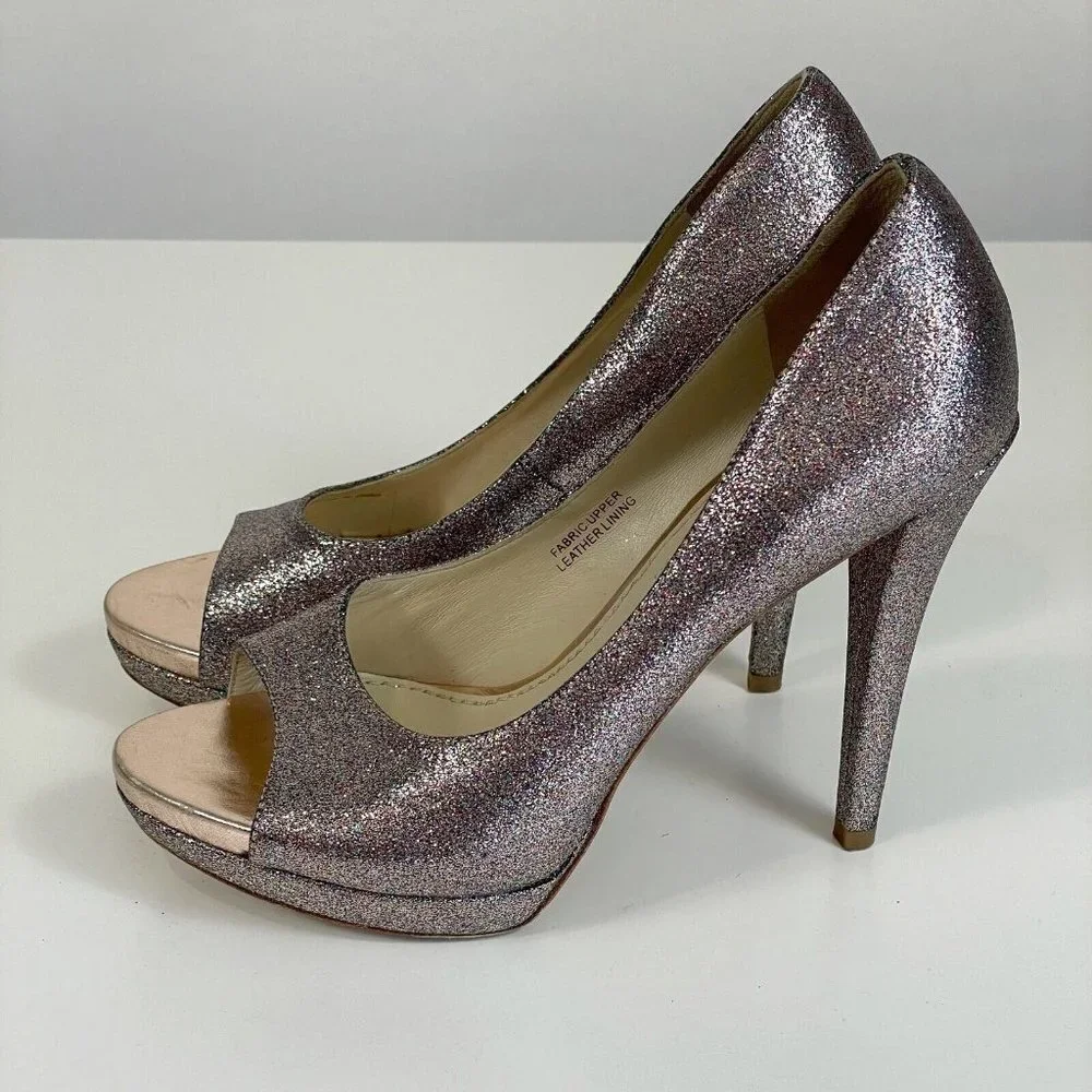 Vera Wang Lavender Womens Selima Glitter Platform Pump 5.5 M Peep Toe Cocktail‎